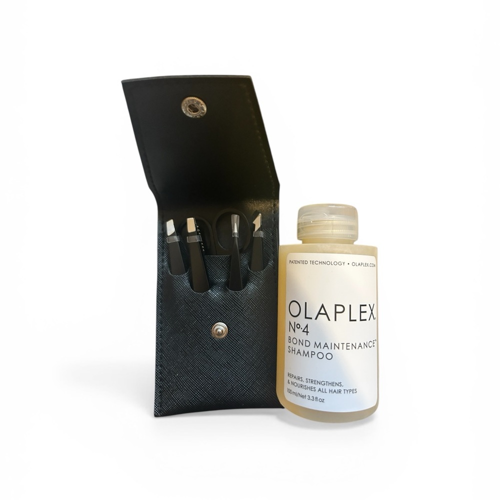OLAPLEX No.4 Bond Shampoo with Black Travel Tweezer Pouch Set random color